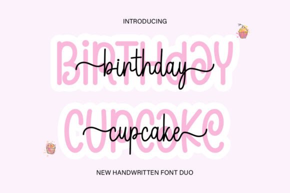 Birthday Cupcake Duo: A Romantic Script Font for Handmade Goods